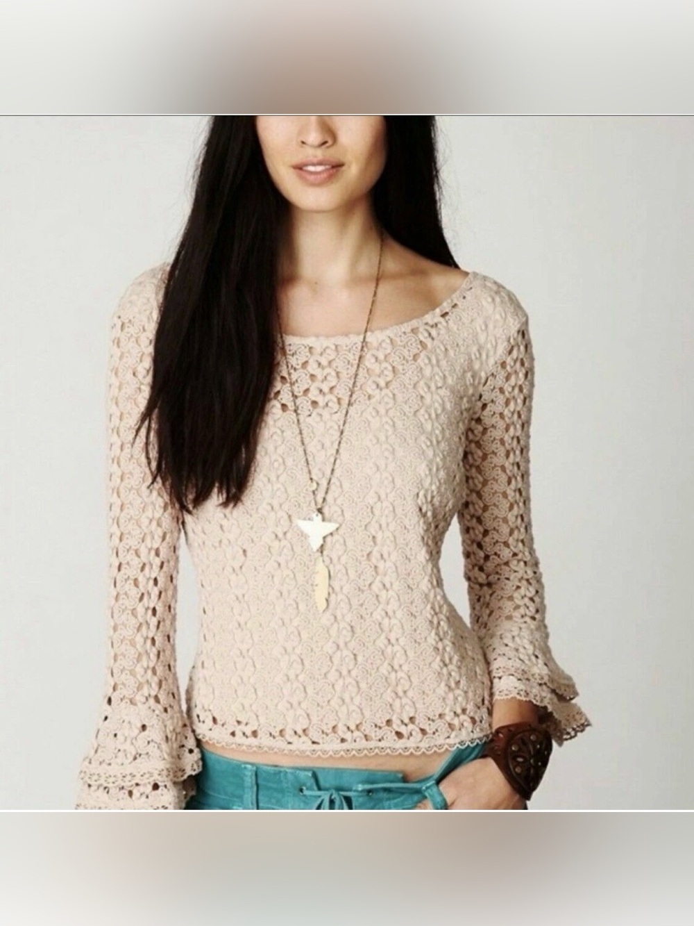 Free people cream knit sweater